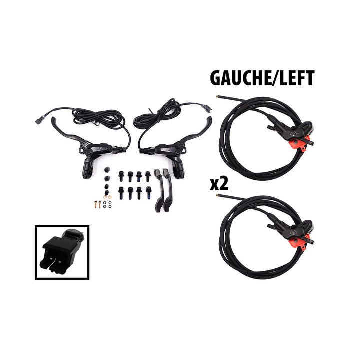Kit freins hydrauliques 4 pistons FRV connecteur SM (2 etriers AV droite / AR gauche) Kit freins hydrauliques 4 pistons FRV connecteur SM (2 etriers AV droite / AR gauche)