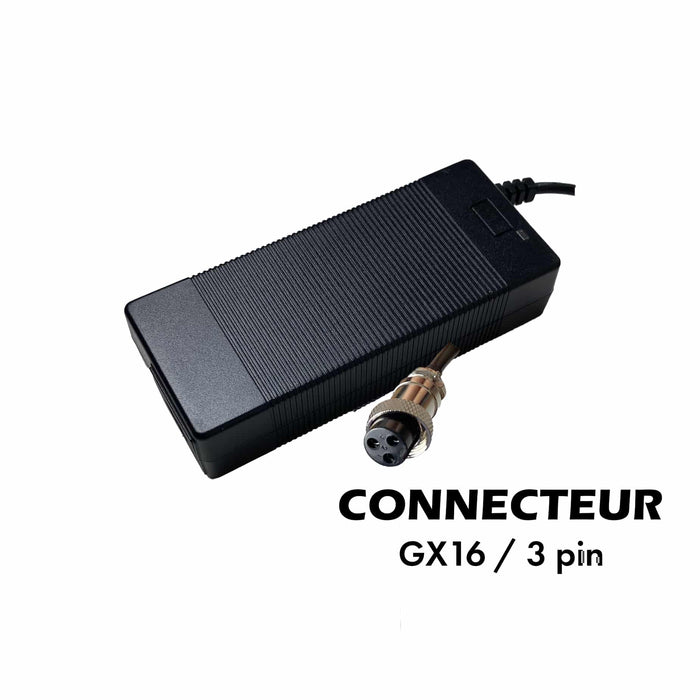 Chargeur 60V ➡️ 67.2V / 2A (connecteur GX16-3p) Chargeur 60V ➡️ 67.2V / 2A (connecteur GX16-3p)