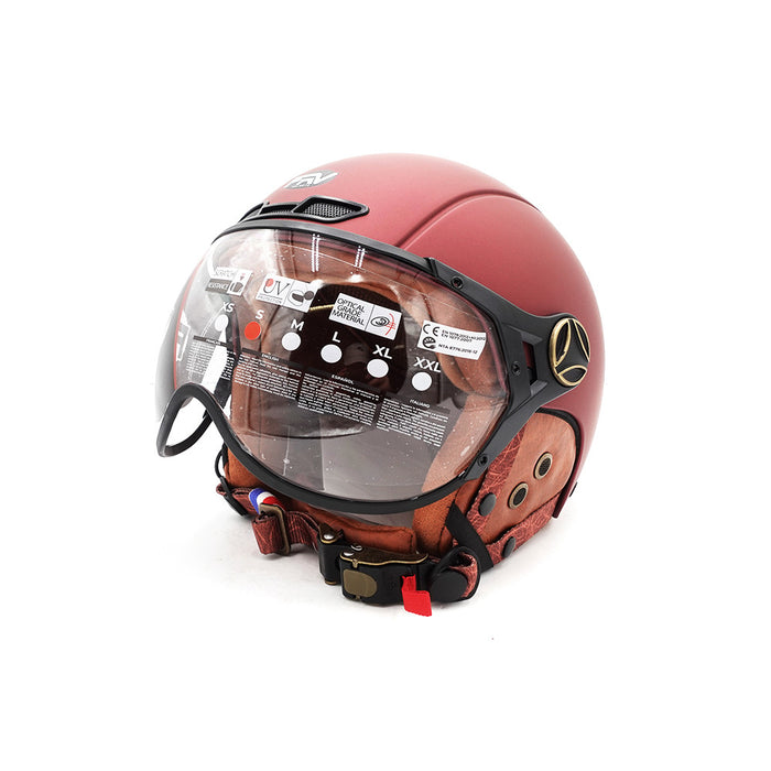 Casque JET  bordeaux mat (taille XS à XXL) (XS)