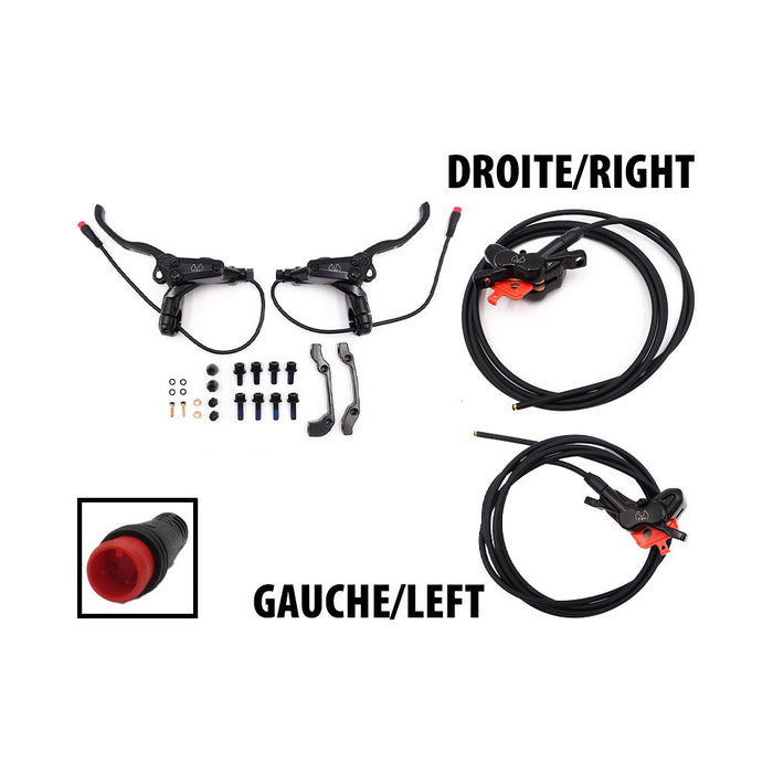Kit freins hydrauliques 4 pistons FRV connecteur etanche (1x gauche + 1x droite)