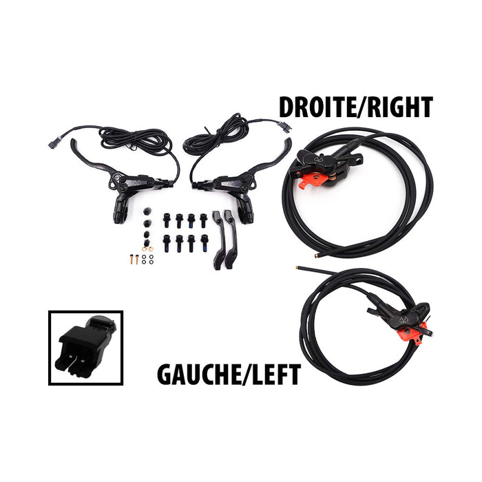Kit freins hydrauliques 4 pistons FRV connecteur SM (1x AR gauche / AV droite + 1x AR droite /AV gauche)