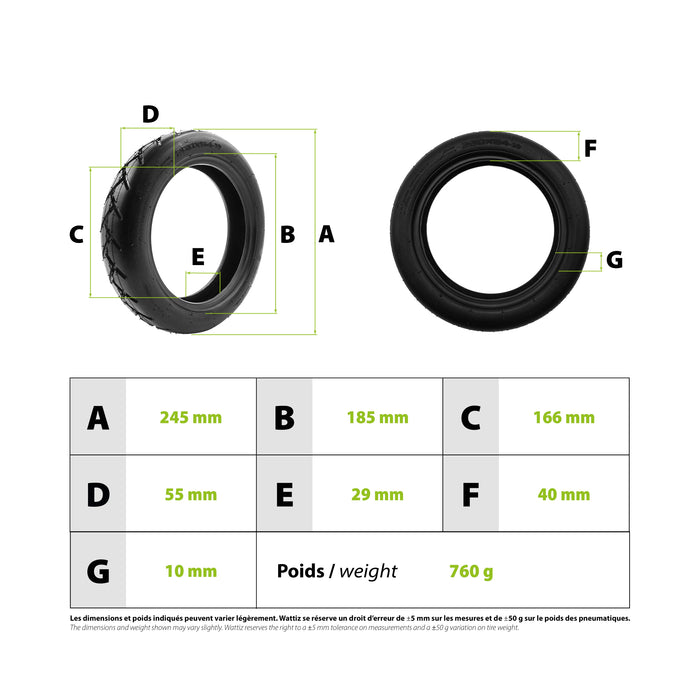 Pneu 250x54 tubeless + gel anti-crevaison Xiaomi Scooter 4