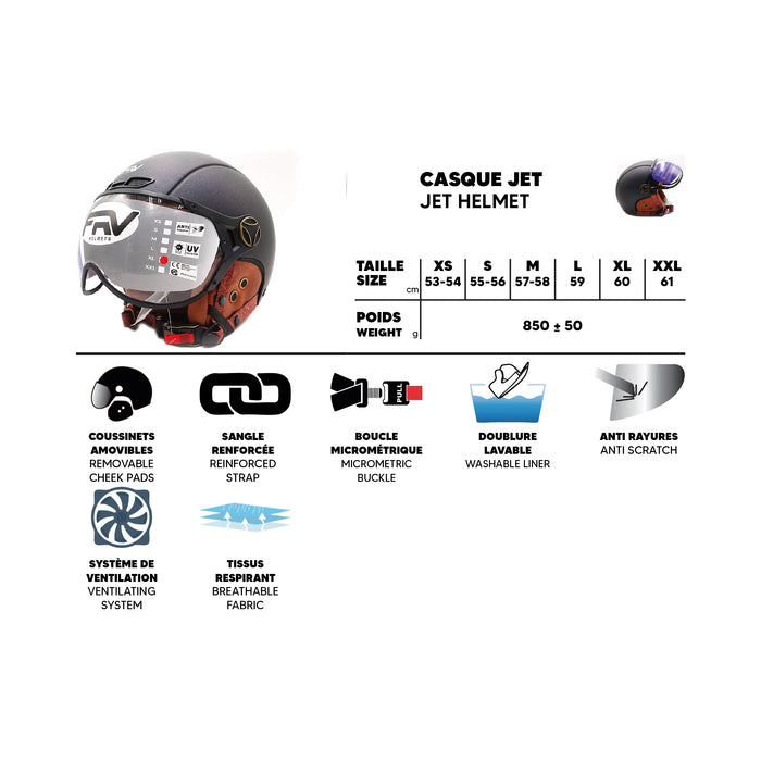 Casque JET  vert mat caméléon (taille XS à XXL) (L)