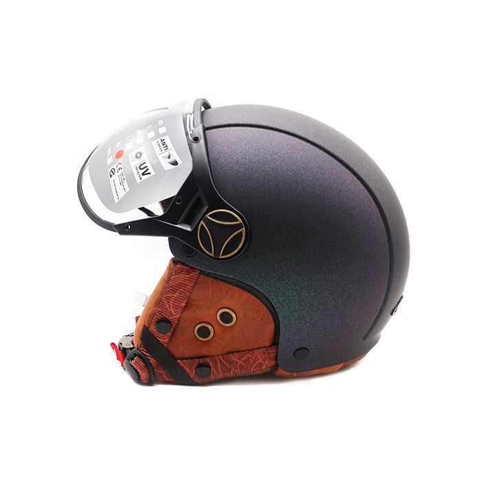 Casque JET  vert mat caméléon (taille XS à XXL)