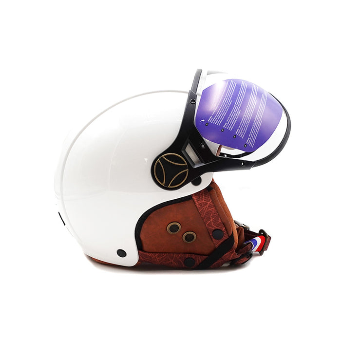 Casque JET  blanc brillant (taille XS à XXL) (L)