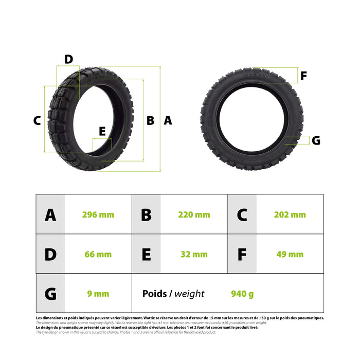 Pneu 12x2.50 tubeless semi offroad Xiaomi Scooter 6Max / 6 Pro